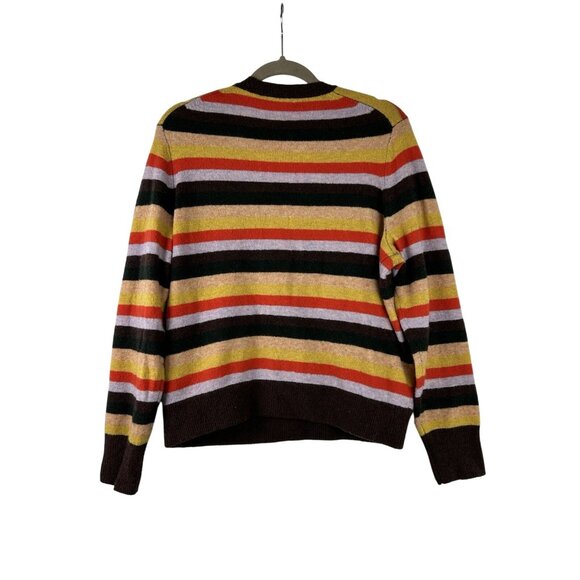 MADEWELL Womens Large Wrap Front pullover Sweater Stripe Multicolor Alpaca Wool - Picture 12 of 15